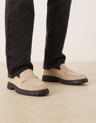 NOAK made in Portugal tassel loafers in stone suede